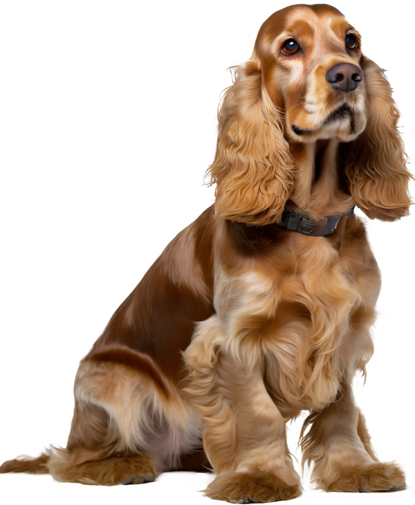 Golden cocker spaniel looking up